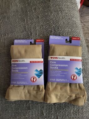 CVS Health Unisex Firm Compression Socks - Khaki (Over-the-Calf)